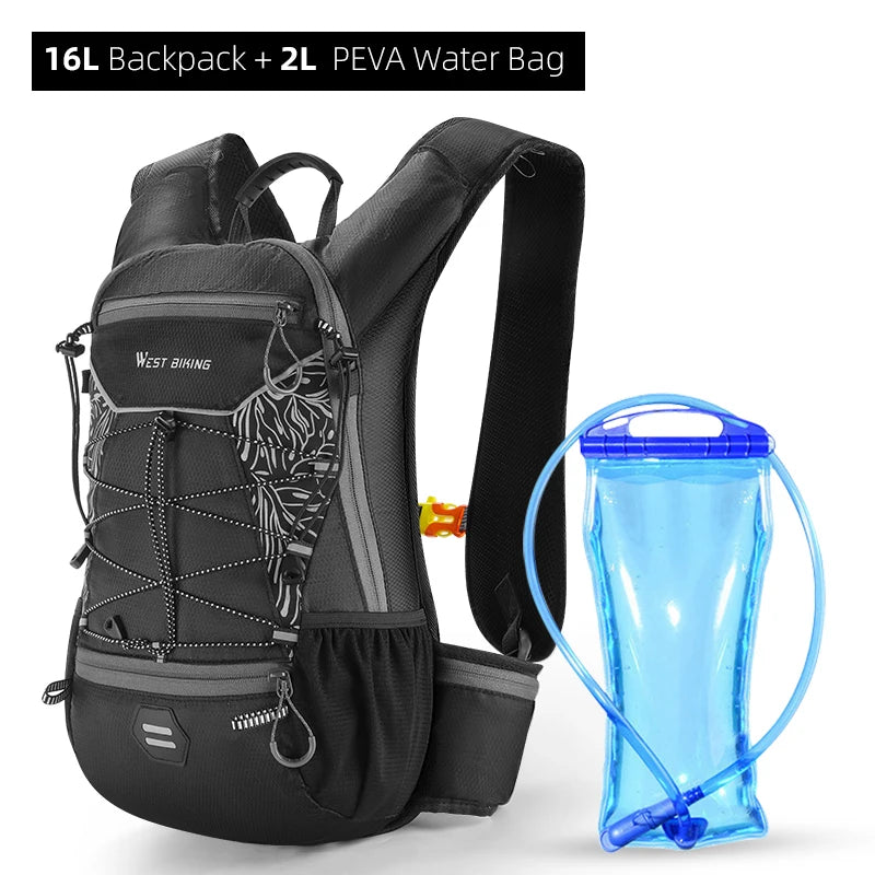 WEST BIKING 7L/16L Cycling Backpack Breathable Reflective Outdoor Climbing Hiking Hydration Backpack Bike Helmet Storage Bag