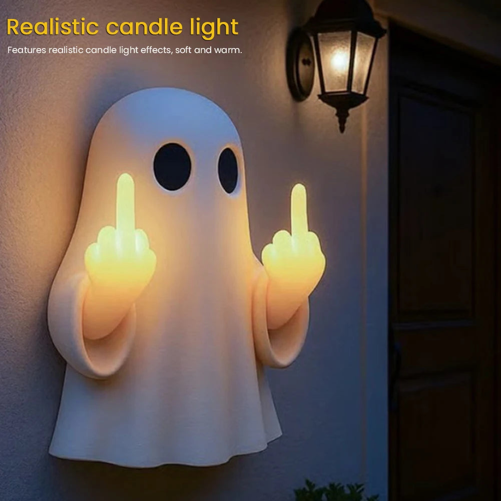 Halloween Cute Ghost Lamp Battery Powered Light Up Halloween Ornament Lovely Ghost Figurine Light for Bedroom Study Room Reader