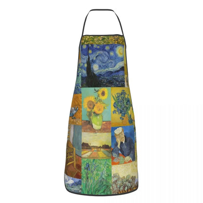 Bib Vincent Van Gogh Starry Night Aprons Men Women Unisex Adult Chef Cooking Kitchen Tablier Cuisine Painting
