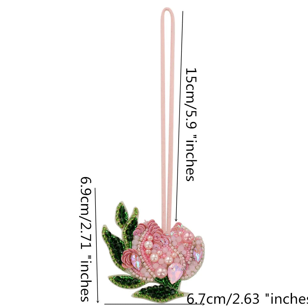 3D Handmade Rhinestone Beaded Coconut tree, butterfly hanging rope Patches Crystal Bag lanyard Patch beading Applique Patch