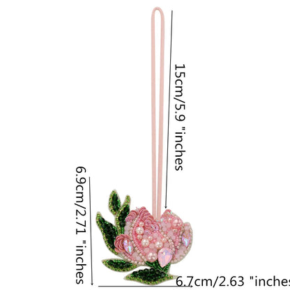 3D Handmade Rhinestone Beaded Coconut tree, butterfly hanging rope Patches Crystal Bag lanyard Patch beading Applique Patch