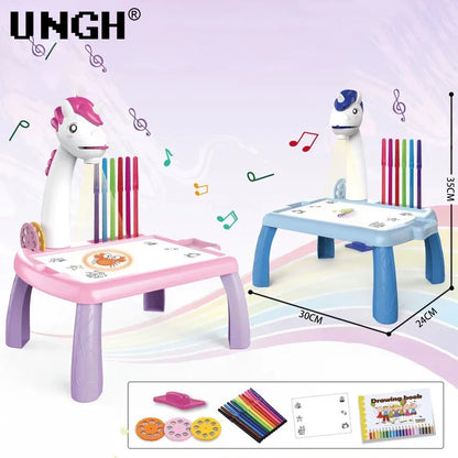 UNGH Children led projector drawing table toy painting set table educational board learning tools painting toys for children