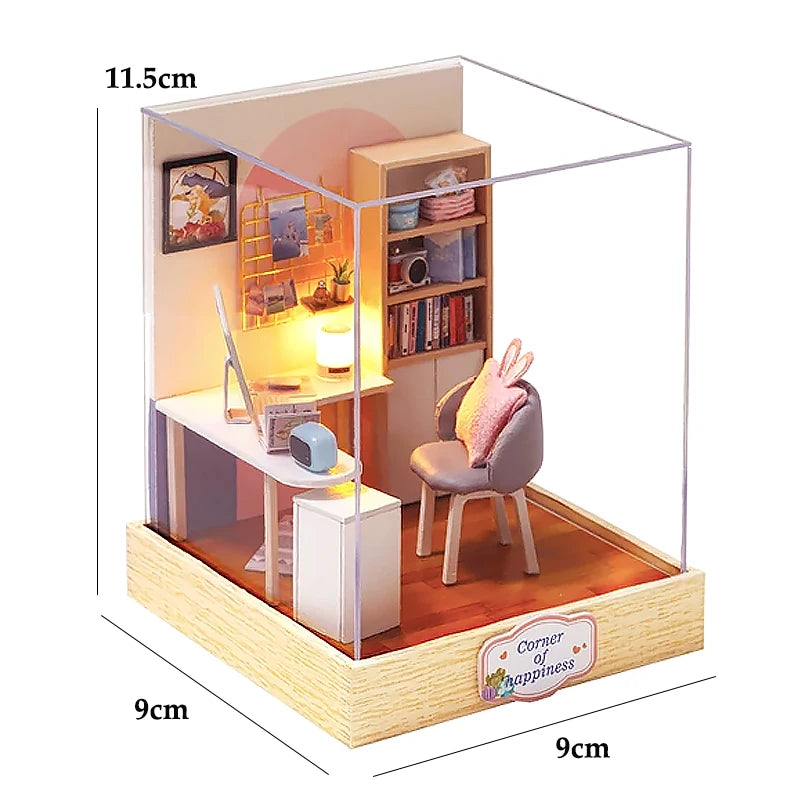 Wooden Miniature Doll House 3D Puzzle Toy Assembled DollHouses Building Model Kit Making Room Toys Decorations With Furniture