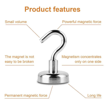 1-8 PCS Strong Neodymium Magnetic Hook Hold Up To 12kg 5Pounds Diameter 20mm  Magnets Quick Hook For Home Kitchen Workplace etc