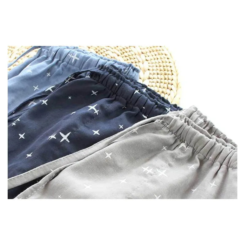 Spring Autumn Women 100%Cotton Sleep Bottoms Female Loose Plus Size Night Trousers Sleepwear Pants Lovers Casual Star Home Pants