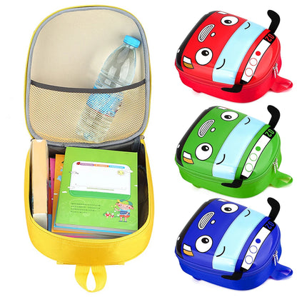 3D Cartoon Bus Toddler Backpack Small Kindergarten Children School Bag School Bookbag for Boys Girls Go for An Outing
