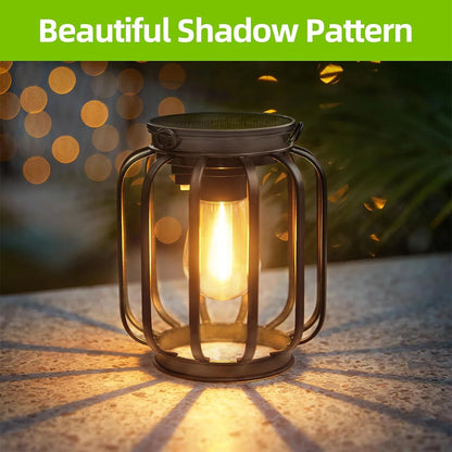 Solar Lantern Led Light Warm White Lamp Outdoor Sensor Garden Lights Waterproof Patio Yard Decoraiton Hanging For/outdoor Hollow
