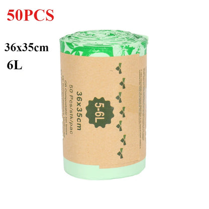 50pcs 6/8/10L /30L flat Trash Bags Biodegradable Garbage Bags Householde Compostable Rubbish Liners Bags for Kitchen
