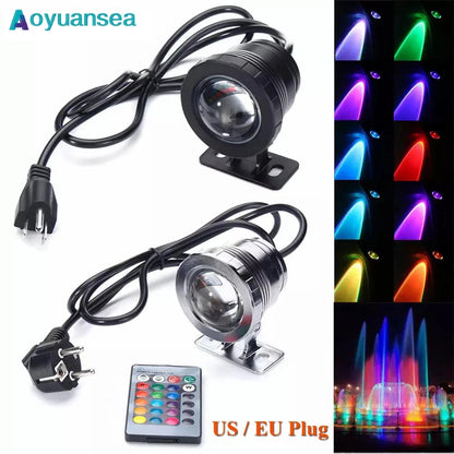 RGB Underwater LED Spotlight Bulb AC 110V 220V DC 12V 15W 10W Landscape Lamp Flood Light Outdoor Garden Fountain Pool Decoration