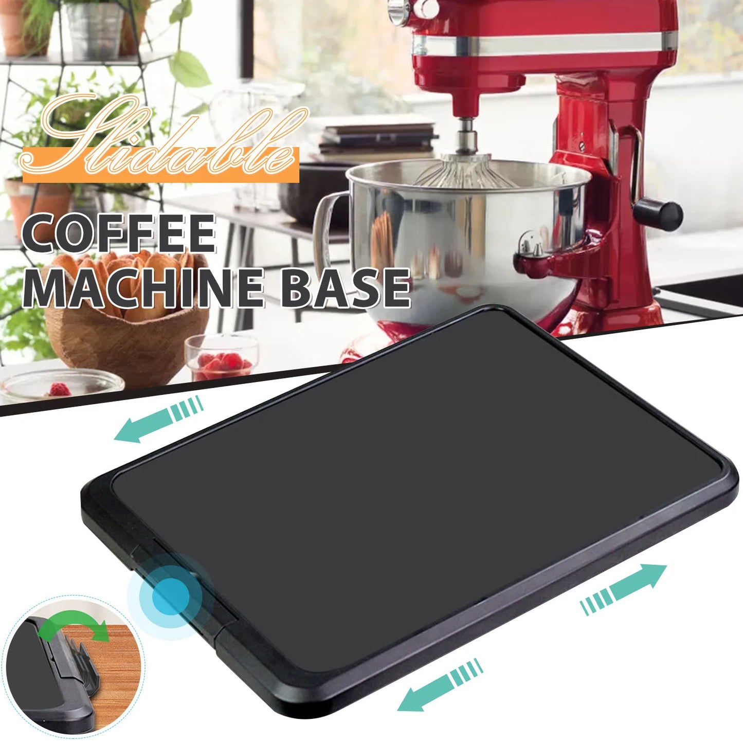 Sliding Coffee Maker Tray Mat, Blender Toaster, Kitchen Appliances, Countertop Storage, Moving Slider, Accessories Pad