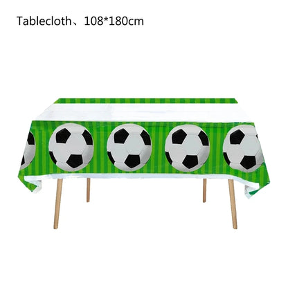 White Football Birthday Party Decorations Soccer Disposable supplies Tablecloth bag balloons children favors Kids Boys Baby game