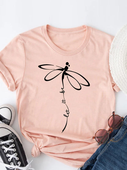 Summer Clothing leopard love heart sweet Fashion Women Tee T-shirts Casual Short Sleeve Regular Female Graphic T Shirt Clothes