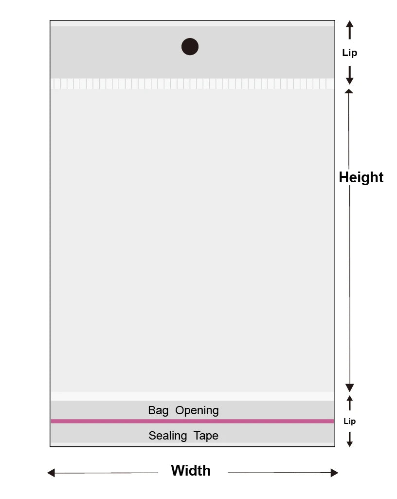 100pcs Multi Sizes Transparent OPP Bags With Hole Self Seal Clear Plastic Self Adhesive Cellophane Bag Food Storage Gift Package