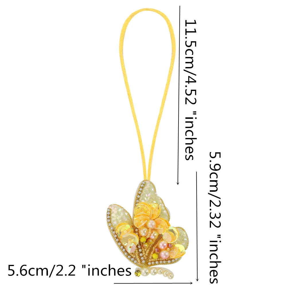 3D Handmade Rhinestone Beaded Coconut tree, butterfly hanging rope Patches Crystal Bag lanyard Patch beading Applique Patch