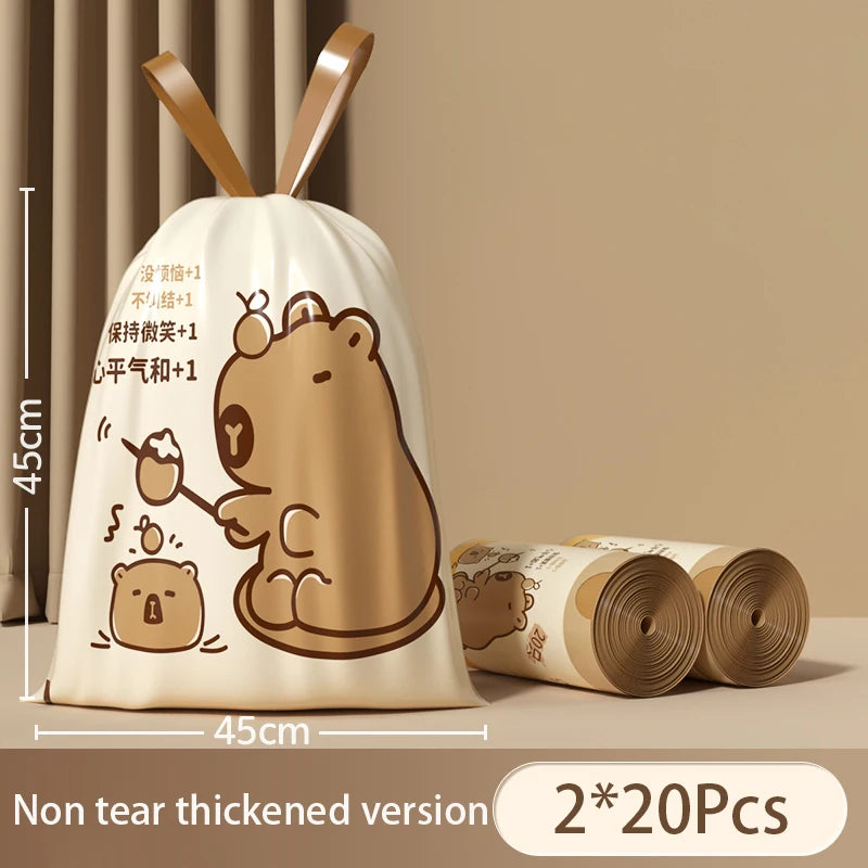 Thickened Tear-Free Drawstring Garbage Bag Portable Large Kitchen Cleaning Bag Household Essential