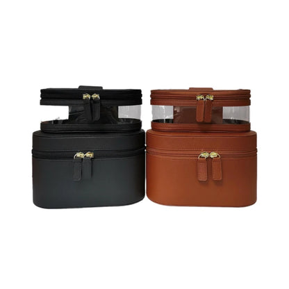 Travel portable multi functional fashionable makeup bag large capacity transparent cosmetic bag with small bag