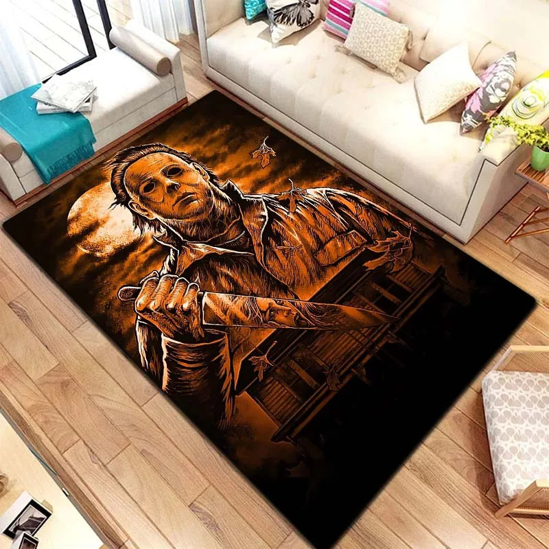 VIKAMA M-Michael Myers Horror Halloween Decorative Warmer Rug Home Living Room Bedroom Carpet Bathroom Kitchen Non Slip Carpet
