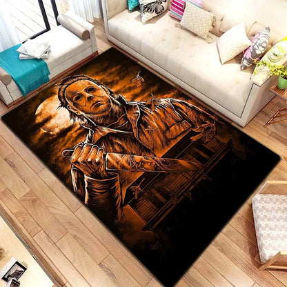 VIKAMA M-Michael Myers Horror Halloween Decorative Warmer Rug Home Living Room Bedroom Carpet Bathroom Kitchen Non Slip Carpet