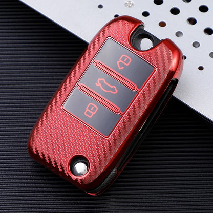 TPU Carbon Fiber Car Flip Key Case Cover Bag Holder Keychain for Roewe RX5 MG3 MG5 MG6 MG7 MG ZS GT GS 350 360 750 W5