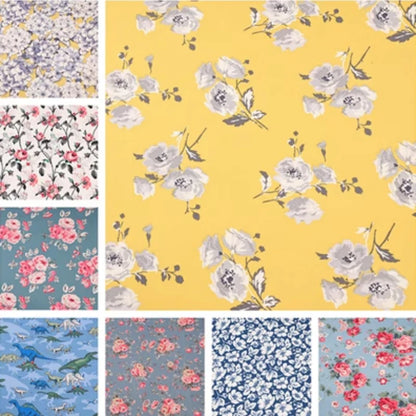 100% Cotton Canvas Fabric with Rose Flower Cartoon Print, Handmade DIY Bag, Pillow Back Cushion, Table Cloth Telas, CR-1879