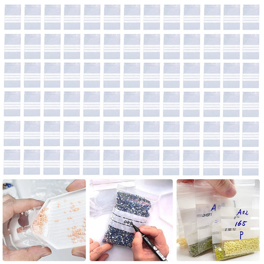 100Pcs/set  Writable Dense Ziplocks Bag Sealed to Protect Thick Diamond Painting Bag Diamond Painting Accessory