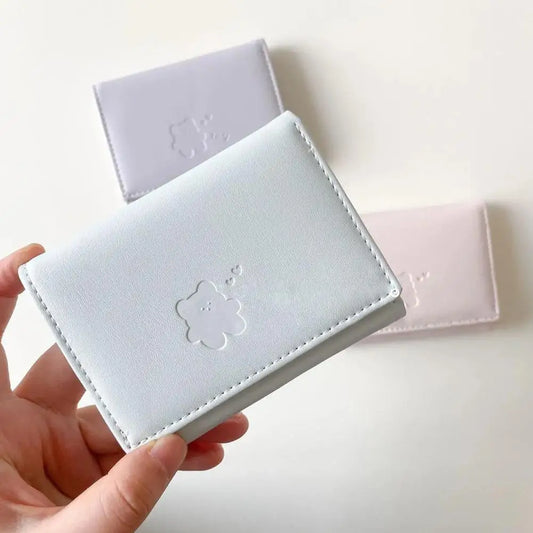 Women Short Bear Small Wallets Student Triple Fold Card Holder Girl ID Bag Card Holder Coin Purse Ladies Wallets Cartoon Bag