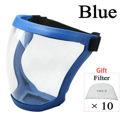 Transparent Security protection Full Face Shield Kitchen Anti-splash Face Shield Anti-fog Safety Glasses Face Mask With Filters