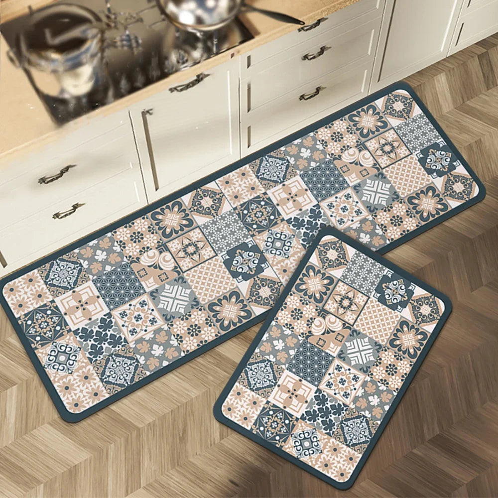 VIKAMA Modern Retro Light Luxury Premium Feeling Floor Mats Non-slip Durable Living Room Kitchen Bathroom Home Decoration