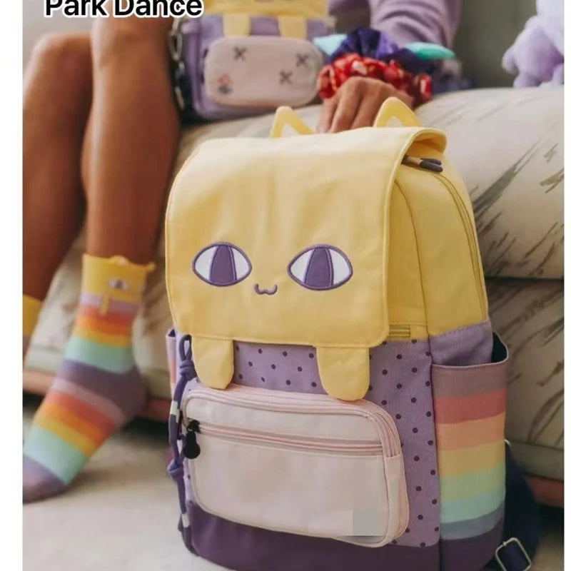 Yellow Kitten Lightweight Schoolbag Cartoon Backpack Cute Portable Stain-Resistant Bag Women's Ins Fashion Trendy Backpack
