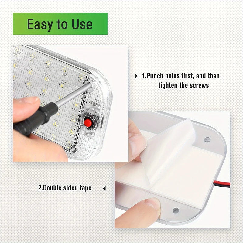 Universal Ceiling Light Bright Car Indoor Lamp With ON/OFF Switch 48LEDs Interior Dome Light For Box Trucks, Campers, Boats, RVs