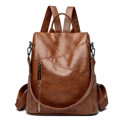 Women Large Capacity Anti Theft Backpack High Quality Leather Female Vintage School Bag Simplicity Leisure Ladies Travel Bagpack