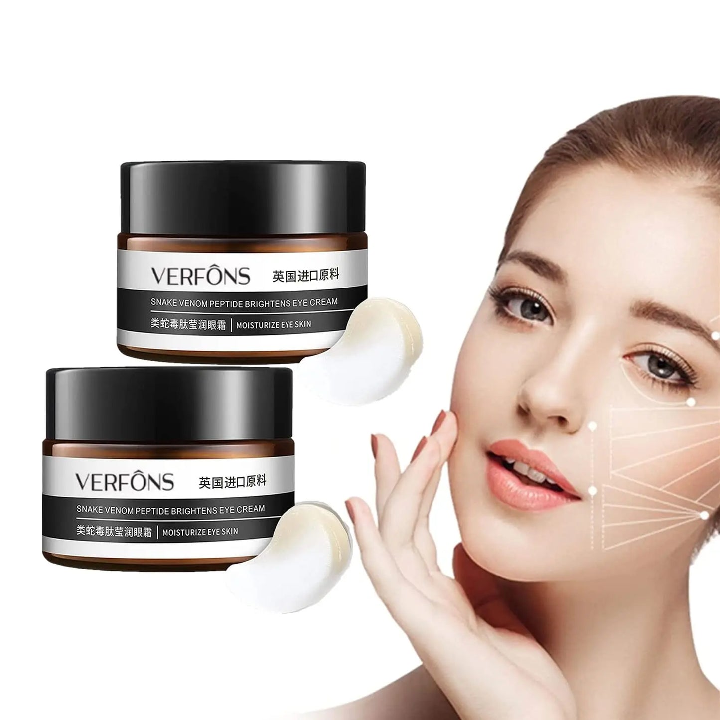 2Pcs Verfons 30G Snake Venom Peptide Eye Cream Smoothes Fine Lines And Dark Eye Cream Instant Removal Of Eye Bags Cream