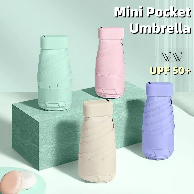 UPF50+ Mini Umbrella Sunny and Rain Pocket Umbrella Capsule Rainproof Sun Protection Outdoor Traveling Portable Parasol Umbrella