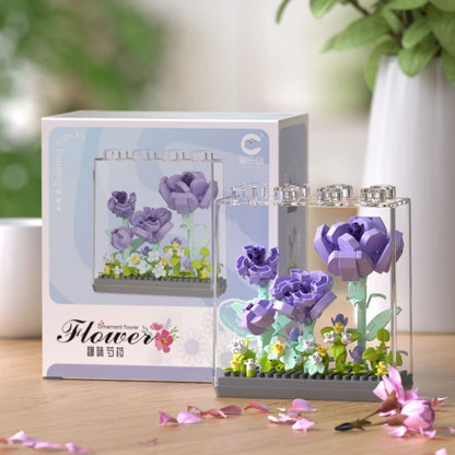 New product 7345-7348 Star Flower Language Rainbow Bouquet Assembled Toys Girls Rose Building Block Ornaments