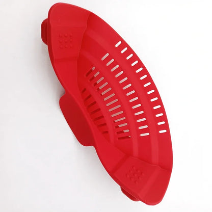 Silicone Kitchen Strainer Clip Pan Drain Rack Bowl Funnel Rice Pasta Vegetable Washing Colander Draining Excess Liquid Univers
