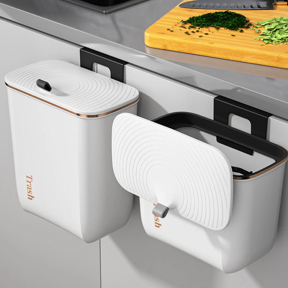 【Lifeideas】Kitchen Bathroom Hanging Waste Bin with Lid Wall Mounted Garbage Can for Cabinet Under Sink Waste Garbage Compost B