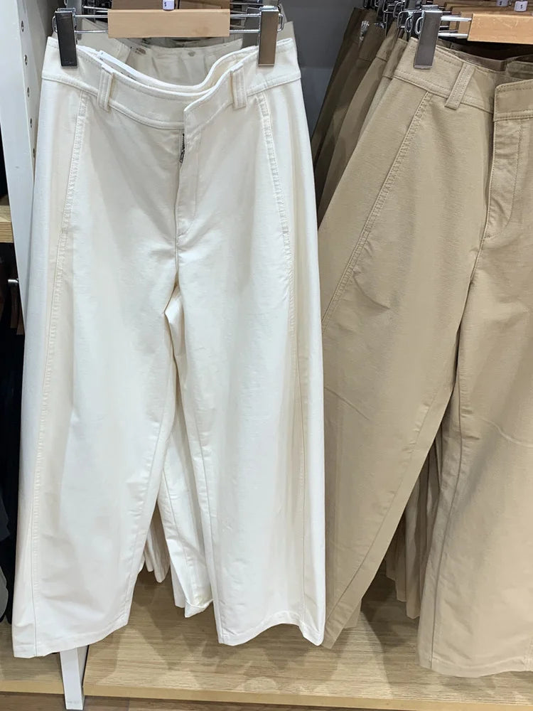 Women's Knitted Wide Leg Pants Casual Trousers Autumn Winter New Sle High Waist Zipper Cotton Loose Fit Comfortable Casual ...