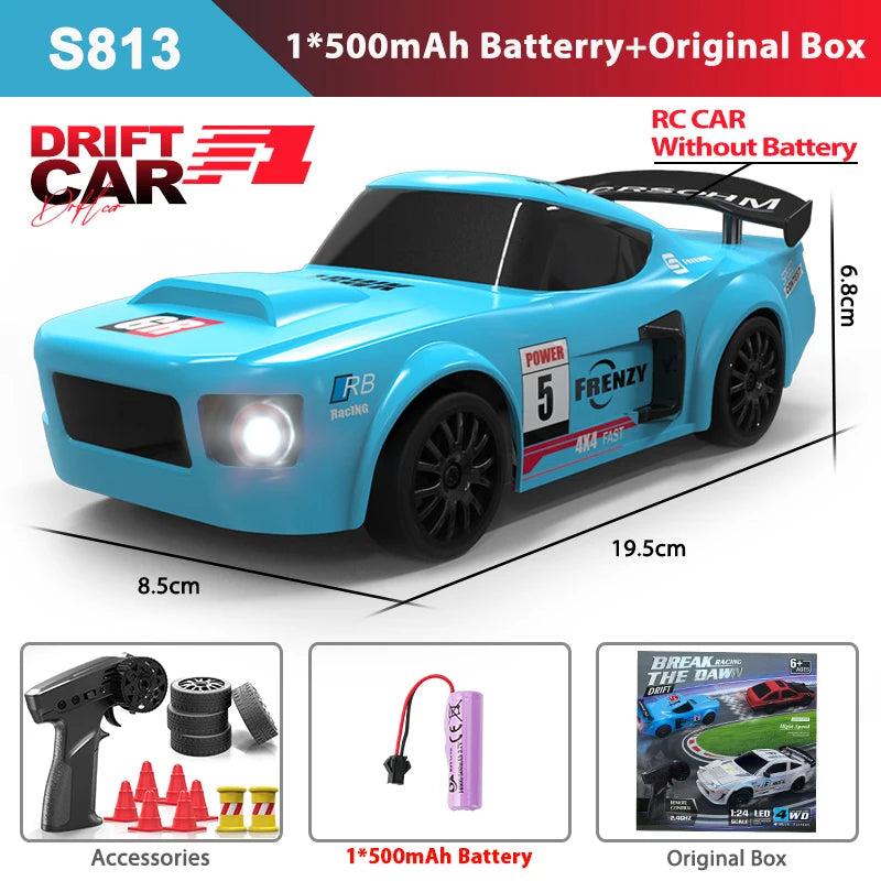 ZWN GTR Model AE86 RC CAR With LED Light 2.4G Radio Remote Control Drift Cars Professional 4WD Racing Toys for Children Gifts