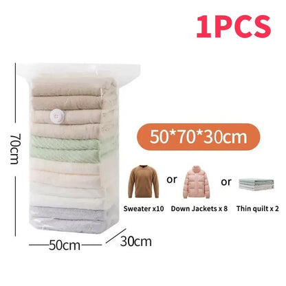1-5pcs Thick Vacuum Compression Bag No Need Pump Cubic Large Plastic Vacuum Bags Quilt Clothes Storage Bags Travel Packing Bag