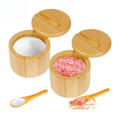 Seasoning Jar Storage Containers Seasoning Bamboo Salt Bowl Kitchen Accessories for Home Spice Can Pill Case Container Box