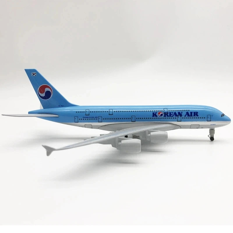 Scale 1:250 Metal Aviation Replica 20cm Korean A380 Aircraft Model Airplane Miniature Room Decor Xmas Gift Kids Toys for Boys