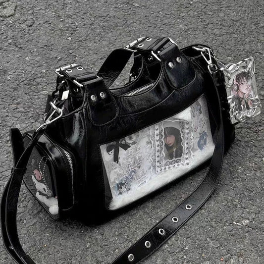 Y2k Black Ita Bag Girl Transparent Messenger Bags Women's Fashion Shoulder Bag Ladys Diy Display Tote Handbag Lolita Handbags