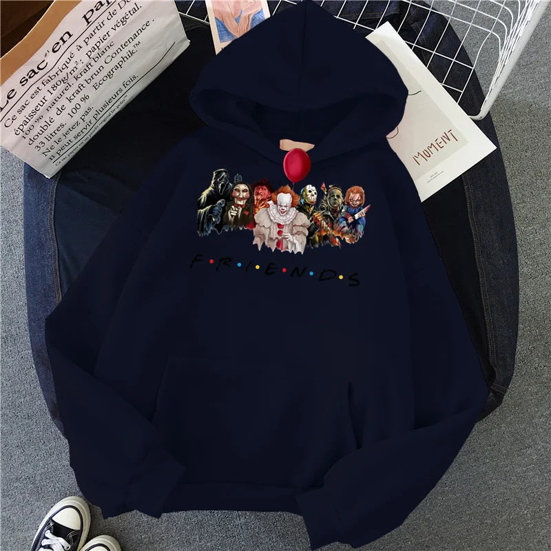 Women Hoodies Japanese Anime Demon Friend print Hip Hop Fleece Woman Casual Pullover Unisex Streetwear Male Y2K Clothes Hoody