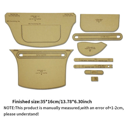 YOMDID 9PCS Handmade Leather Chest Bag Crossbody Backpack Making Sewing Pattern Kraft Template DIY Purse Making Kraft Stencil