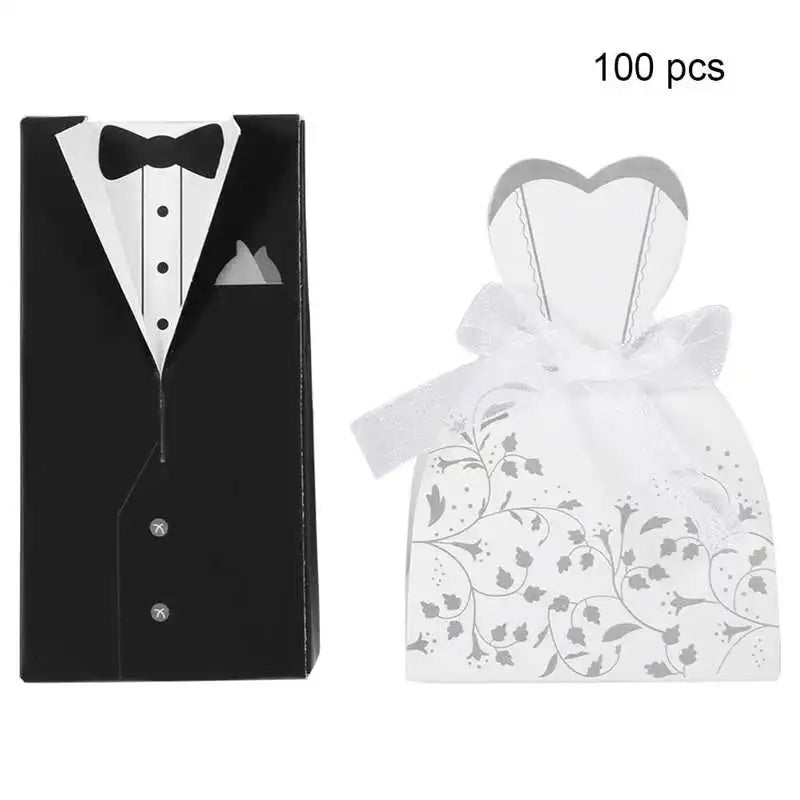 100Pcs Elegant Romantic Cardboard Candy Bag New Year Party Valentines Day Gift Box Wedding Favors For Guest Girlfriend Boyfriend