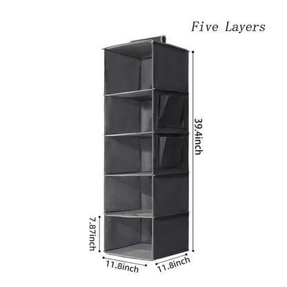 3/4/5/6 Layers Hanging Luggage Organizer Bag Large Capacity Foldable Clothes Storage Bag Portable Breathable Wardrobe Garment