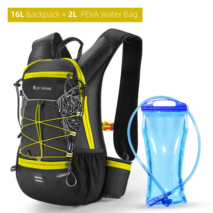 WEST BIKING 7L/16L Cycling Backpack Breathable Reflective Outdoor Climbing Hiking Hydration Backpack Bike Helmet Storage Bag