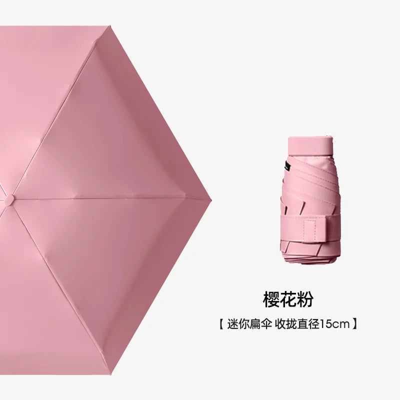UPF50+ Mini Umbrella Sun Protection Pocket Umbrella Capsule Rainproof Outdoor Traveling Sunshade Portable Parasol Rain Umbrella