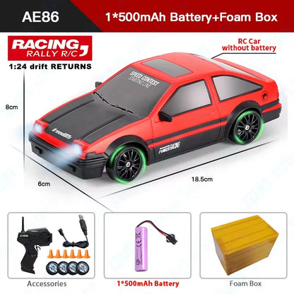 ZWN GTR Model AE86 RC CAR With LED Light 2.4G Radio Remote Control Drift Cars Professional 4WD Racing Toys for Children Gifts