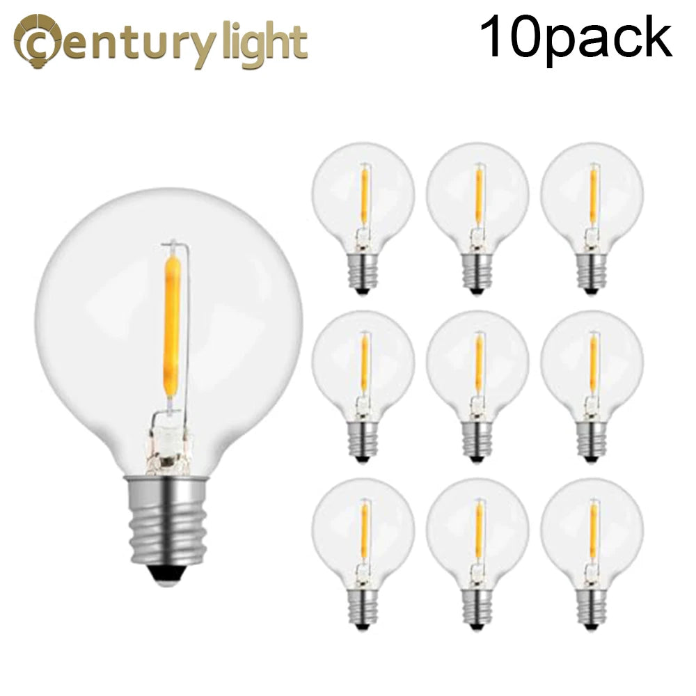 Vintage G40 Led String Light Replacement Bulb 1W Plastic Shatterproof Globe Mini Ball Lamp E12 Base 2200K PET Edison Light Bulbs